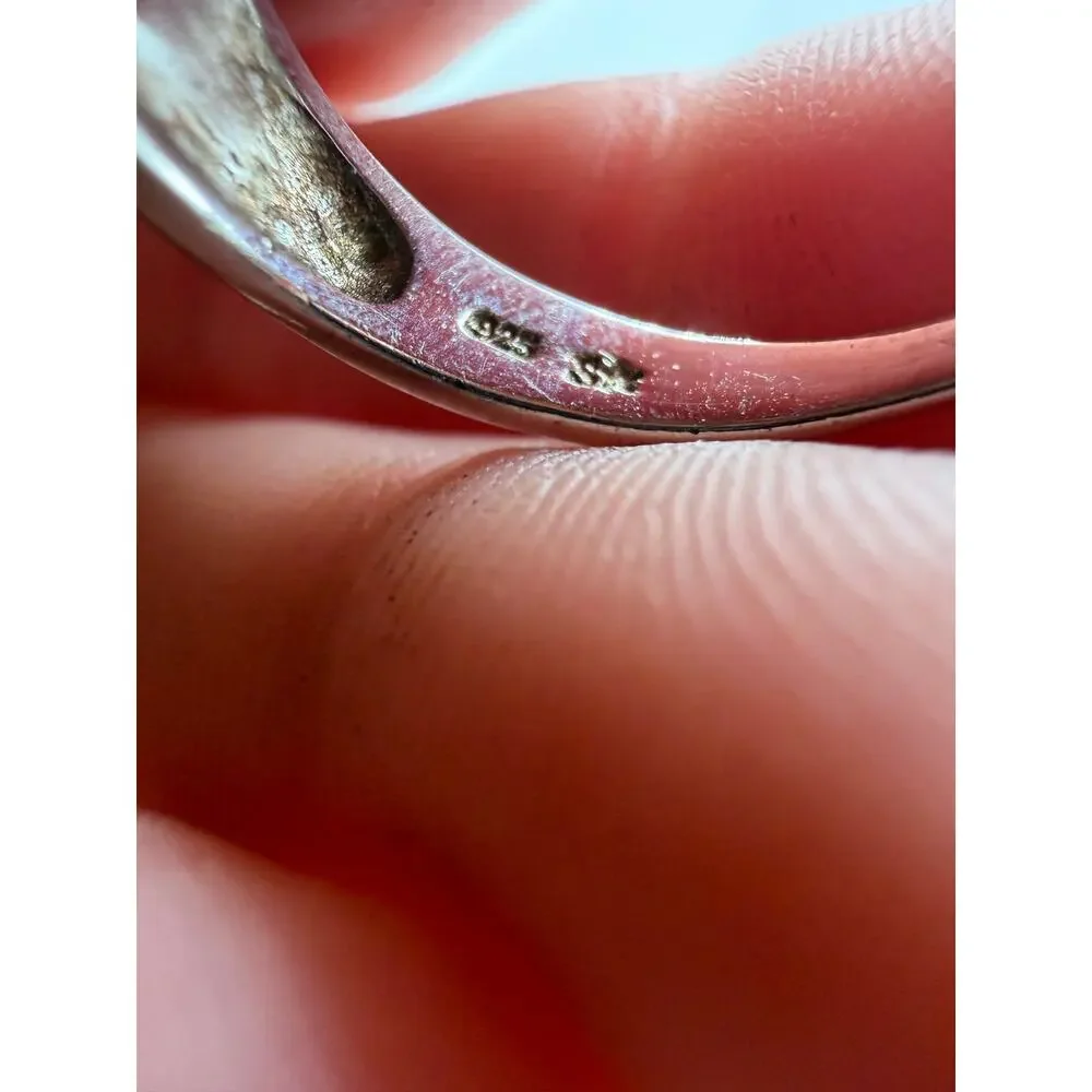 925 sterling silver ring featuring a blue fire opal inlay sz 8